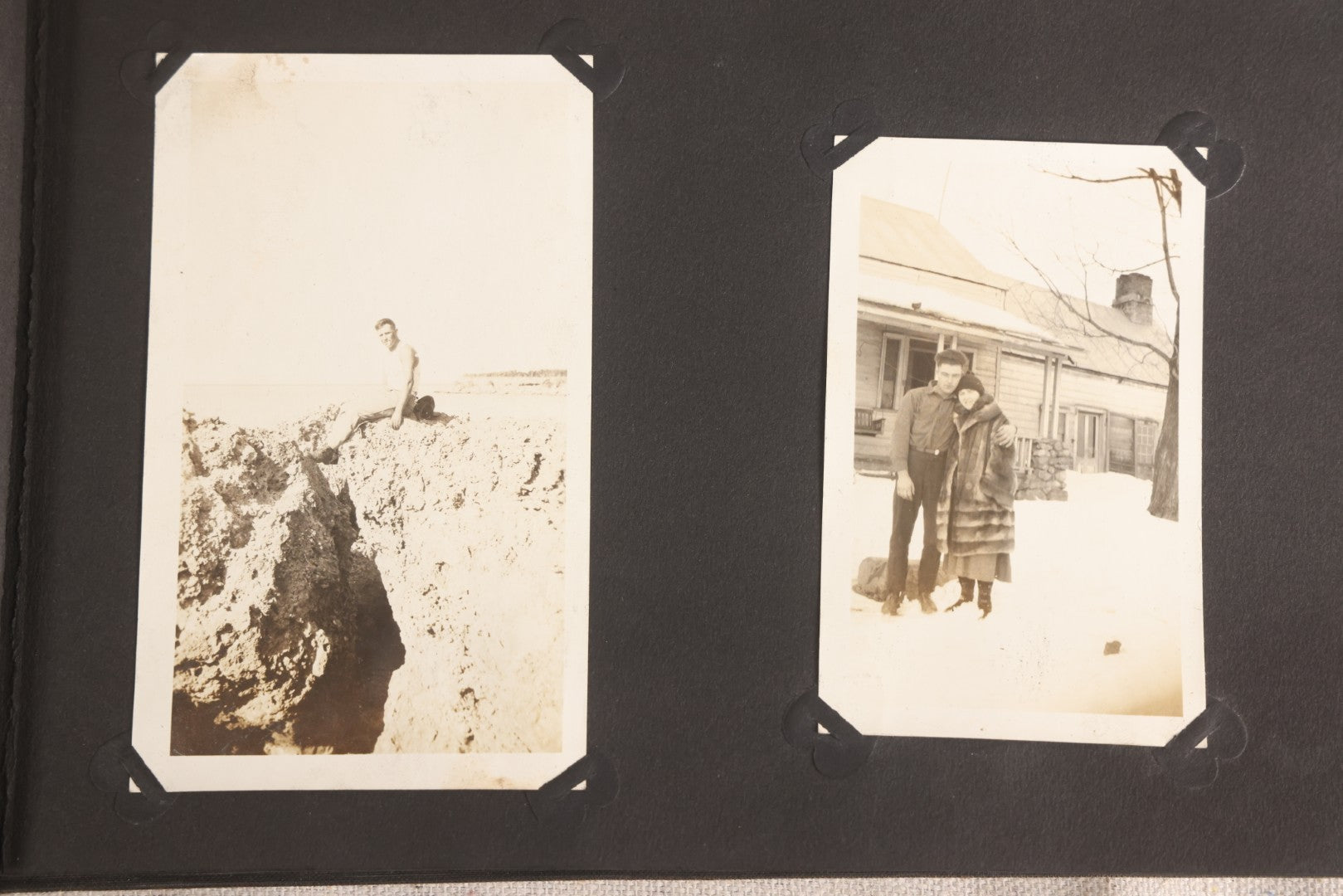 Lot 108 - Antique Snapshot Photo Album Containing 75+ Snapshot Photographs, West Point Military Academy Student And Family, Boxing, Marine Baseball Team, Guard Mount, Thayer Hall, Circa 1924