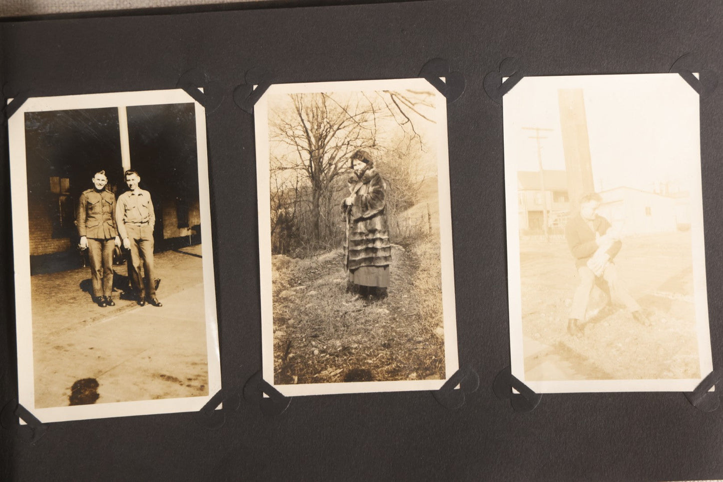 Lot 108 - Antique Snapshot Photo Album Containing 75+ Snapshot Photographs, West Point Military Academy Student And Family, Boxing, Marine Baseball Team, Guard Mount, Thayer Hall, Circa 1924