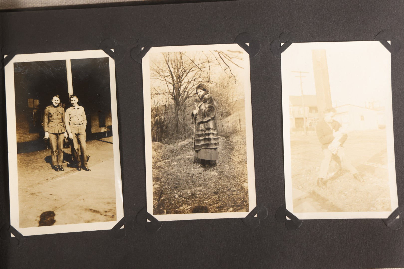 Lot 108 - Antique Snapshot Photo Album Containing 75+ Snapshot Photographs, West Point Military Academy Student And Family, Boxing, Marine Baseball Team, Guard Mount, Thayer Hall, Circa 1924