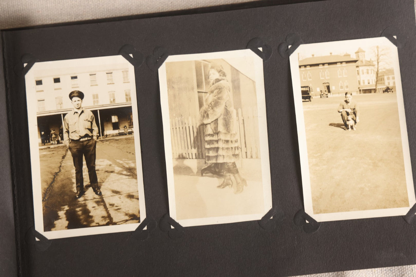 Lot 108 - Antique Snapshot Photo Album Containing 75+ Snapshot Photographs, West Point Military Academy Student And Family, Boxing, Marine Baseball Team, Guard Mount, Thayer Hall, Circa 1924