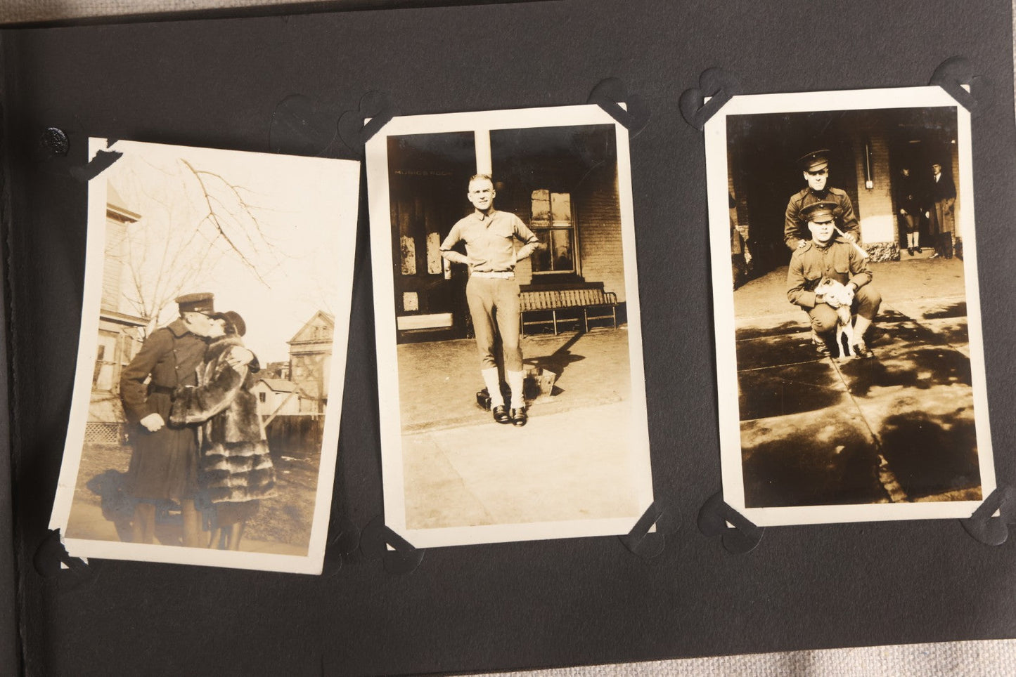 Lot 108 - Antique Snapshot Photo Album Containing 75+ Snapshot Photographs, West Point Military Academy Student And Family, Boxing, Marine Baseball Team, Guard Mount, Thayer Hall, Circa 1924