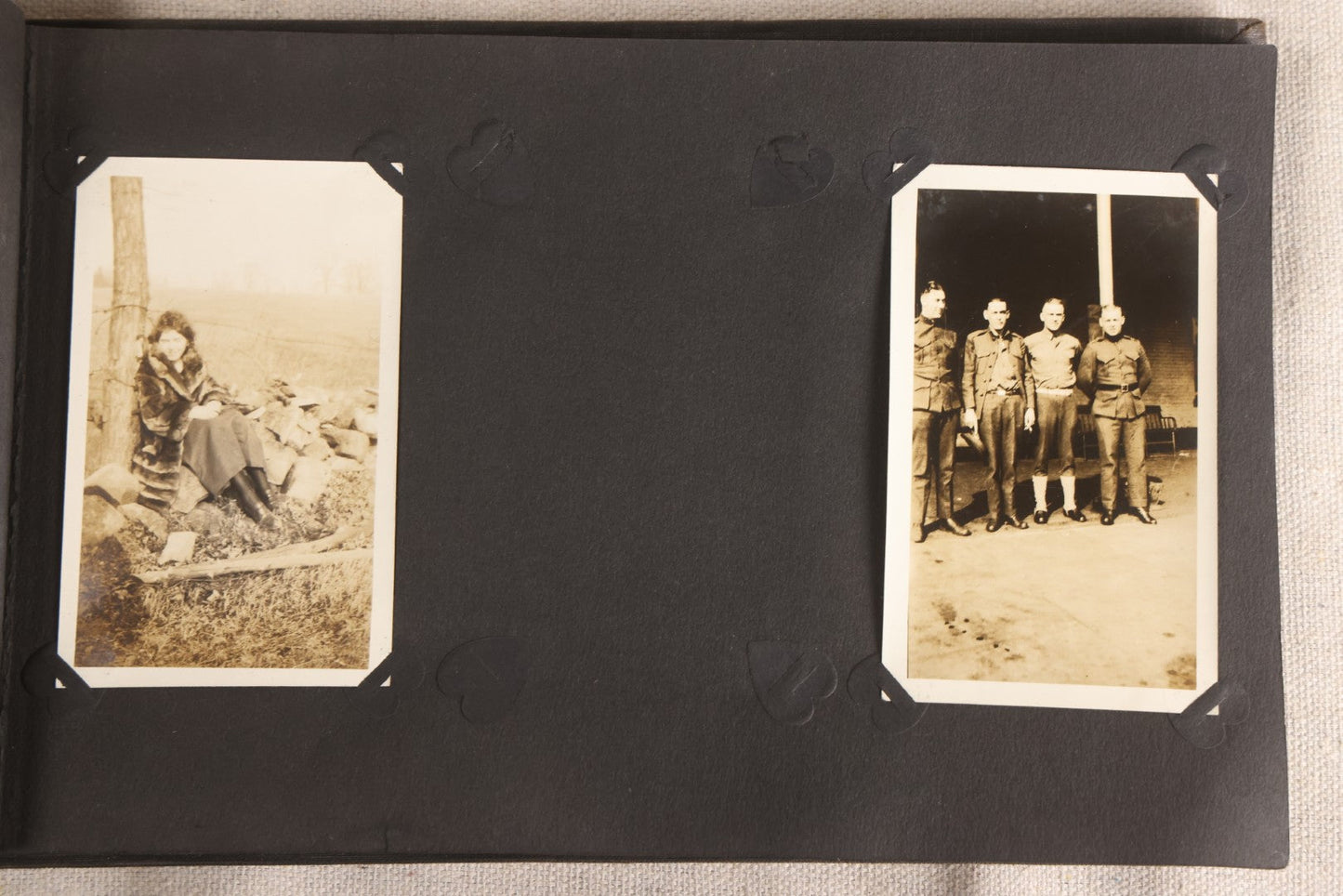 Lot 108 - Antique Snapshot Photo Album Containing 75+ Snapshot Photographs, West Point Military Academy Student And Family, Boxing, Marine Baseball Team, Guard Mount, Thayer Hall, Circa 1924
