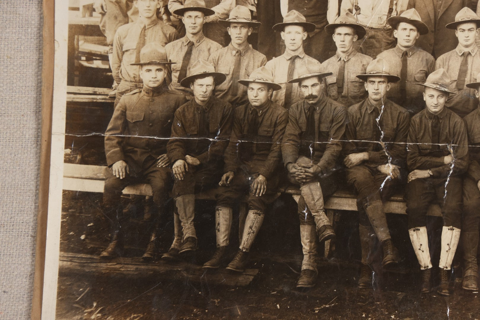 Lot 110 - Antique Board-Mounted 1918 Photograph Of World War I Soldiers And Workers, Photographed By Kinsey Photo, Seattle