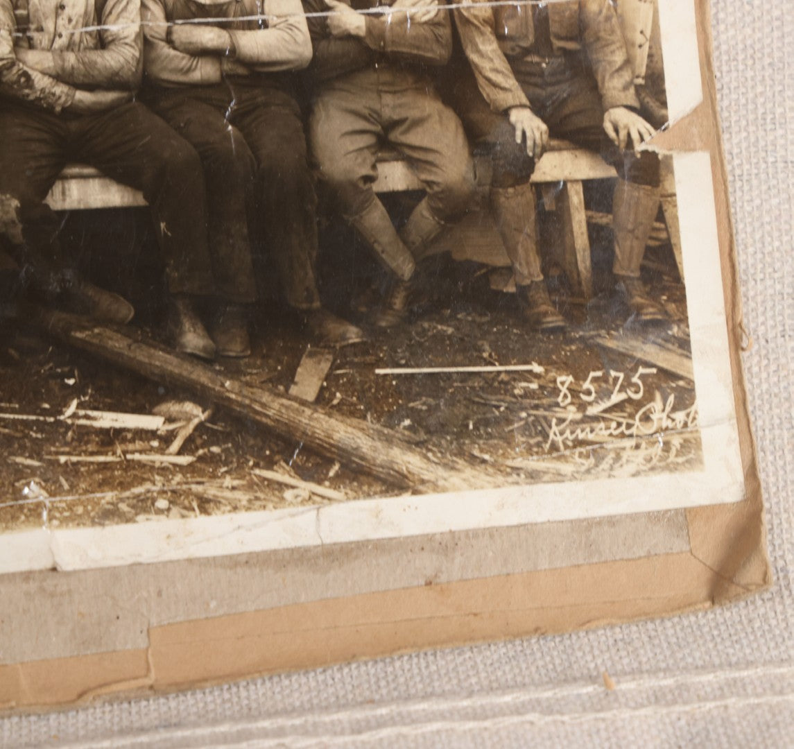 Lot 110 - Antique Board-Mounted 1918 Photograph Of World War I Soldiers And Workers, Photographed By Kinsey Photo, Seattle