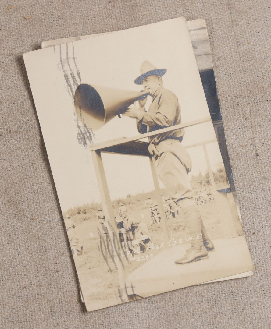 Lot 111 - Grouping Of 25 World War I Era Postcards, Mostly R.P.P.C.., From George F.A. Mulcahy, Including Training Scenes At Plattsburgh And Camp Devens, Barracks Interior, Rifle Training, Map Reading, And Marching