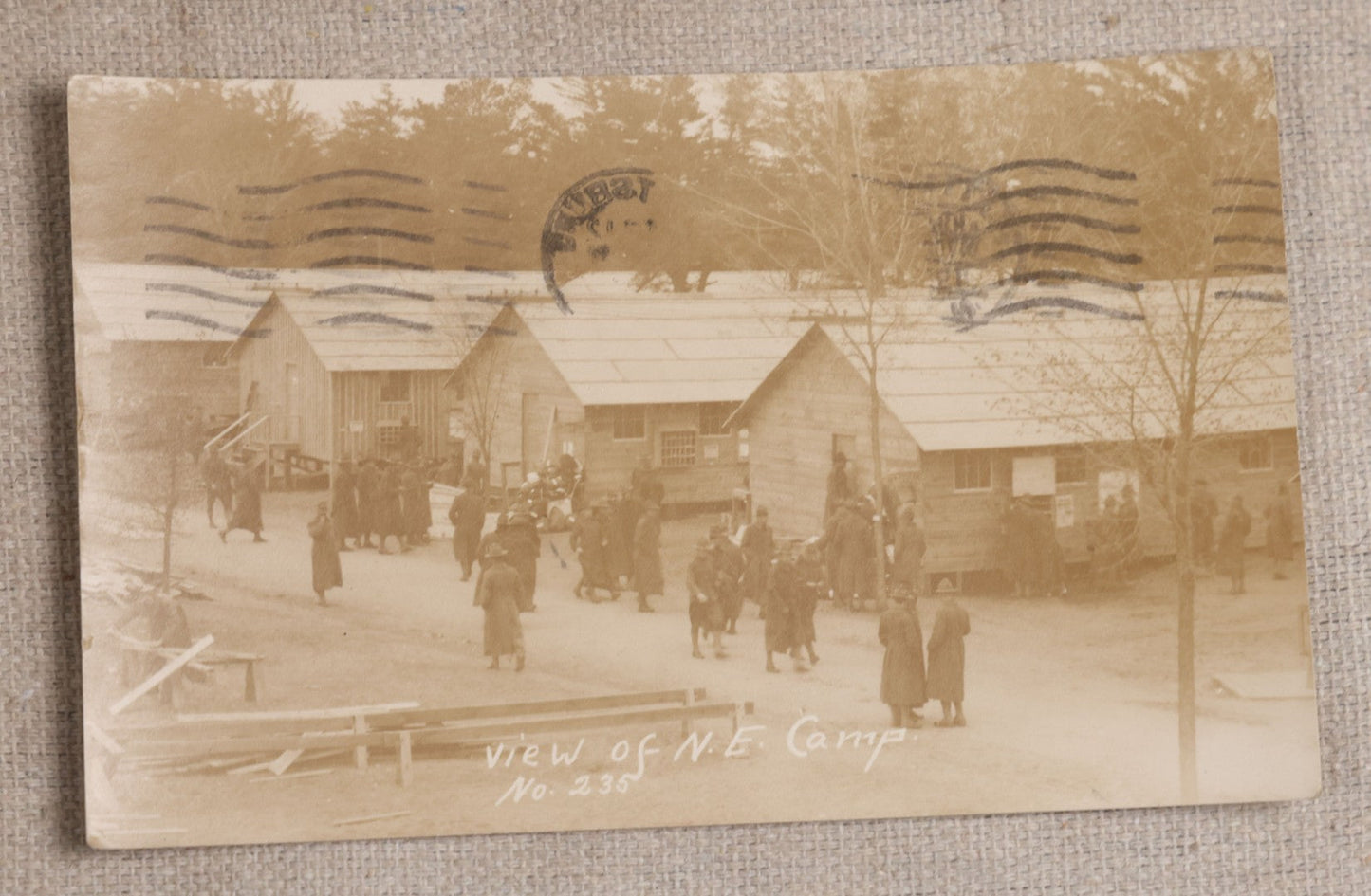 Lot 111 - Grouping Of 25 World War I Era Postcards, Mostly R.P.P.C.., From George F.A. Mulcahy, Including Training Scenes At Plattsburgh And Camp Devens, Barracks Interior, Rifle Training, Map Reading, And Marching