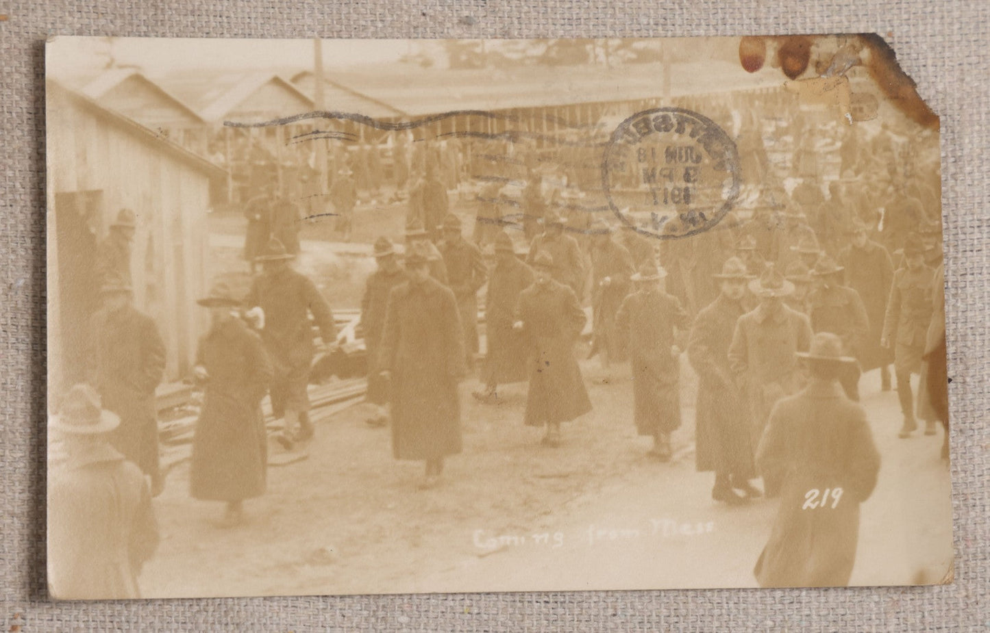 Lot 111 - Grouping Of 25 World War I Era Postcards, Mostly R.P.P.C.., From George F.A. Mulcahy, Including Training Scenes At Plattsburgh And Camp Devens, Barracks Interior, Rifle Training, Map Reading, And Marching