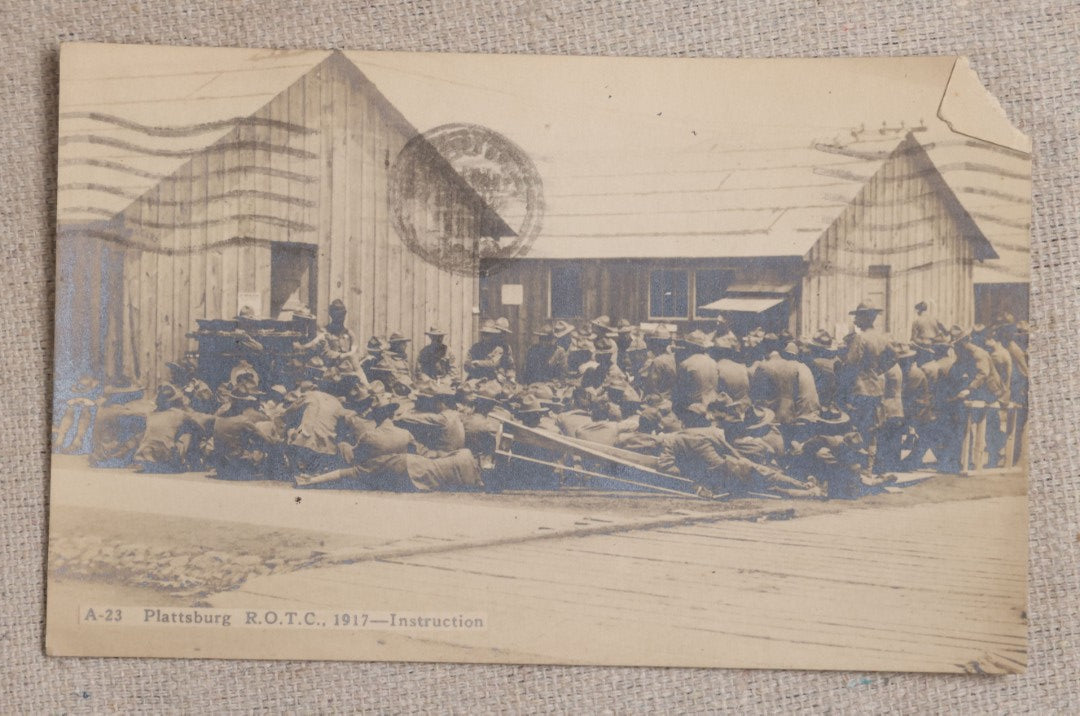 Lot 111 - Grouping Of 25 World War I Era Postcards, Mostly R.P.P.C.., From George F.A. Mulcahy, Including Training Scenes At Plattsburgh And Camp Devens, Barracks Interior, Rifle Training, Map Reading, And Marching