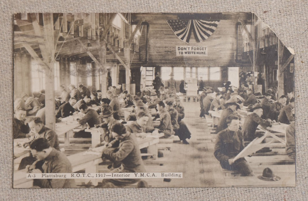 Lot 111 - Grouping Of 25 World War I Era Postcards, Mostly R.P.P.C.., From George F.A. Mulcahy, Including Training Scenes At Plattsburgh And Camp Devens, Barracks Interior, Rifle Training, Map Reading, And Marching