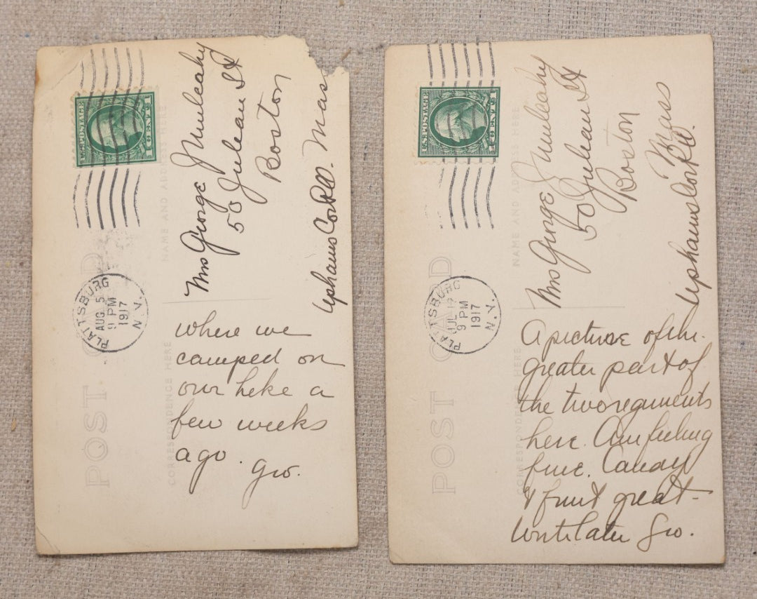 Lot 111 - Grouping Of 25 World War I Era Postcards, Mostly R.P.P.C.., From George F.A. Mulcahy, Including Training Scenes At Plattsburgh And Camp Devens, Barracks Interior, Rifle Training, Map Reading, And Marching