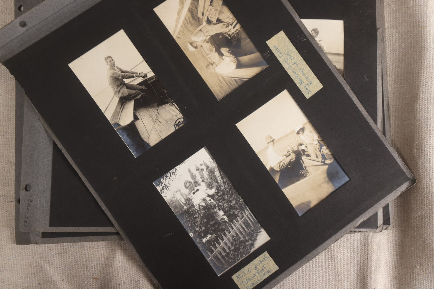 Lot 112 - Grouping Of 45+ Antique Snapshot Photographs On Loose Album Pages, Circa 1915, Dr. Brown's Adirondack Camp At Lake George, Sag Harbor, Quogue Pond, And Marlboro, New York