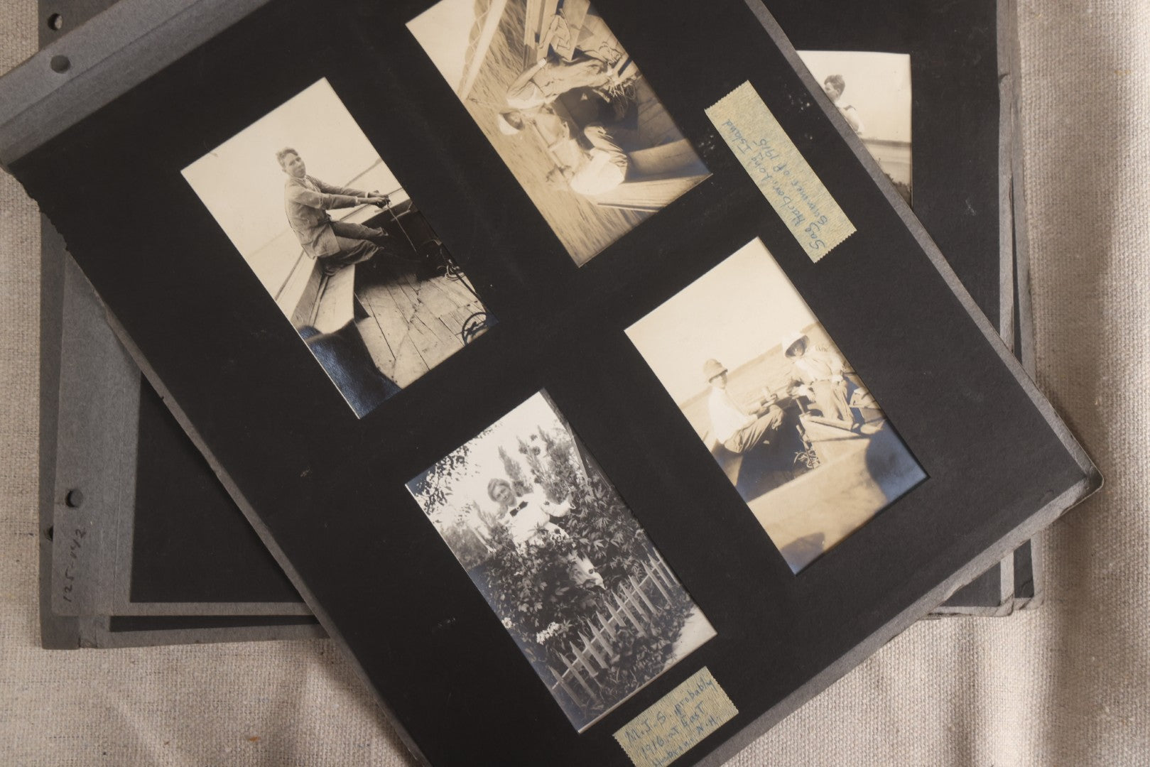 Lot 112 - Grouping Of 45+ Antique Snapshot Photographs On Loose Album Pages, Circa 1915, Dr. Brown's Adirondack Camp At Lake George, Sag Harbor, Quogue Pond, And Marlboro, New York