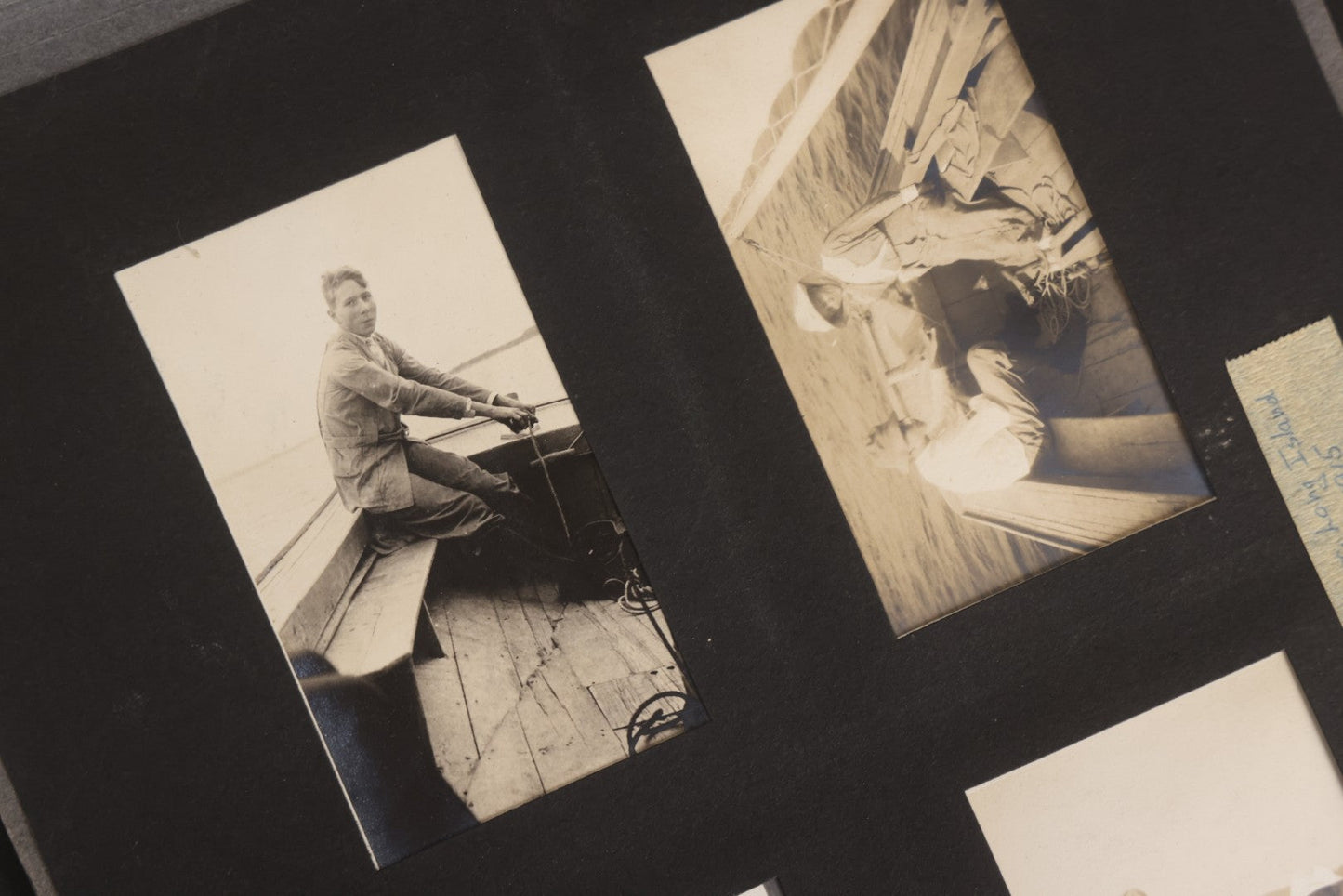 Lot 112 - Grouping Of 45+ Antique Snapshot Photographs On Loose Album Pages, Circa 1915, Dr. Brown's Adirondack Camp At Lake George, Sag Harbor, Quogue Pond, And Marlboro, New York