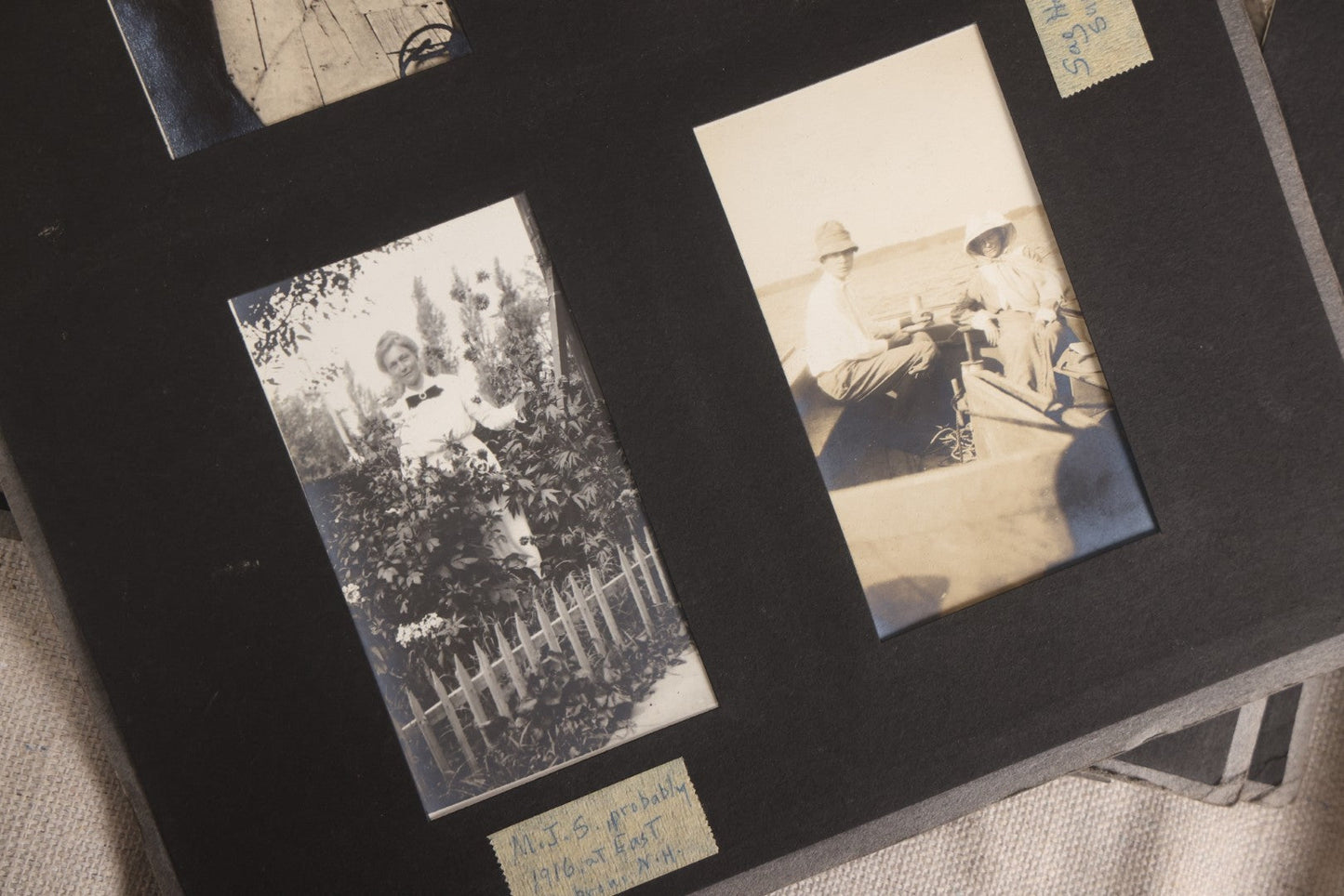 Lot 112 - Grouping Of 45+ Antique Snapshot Photographs On Loose Album Pages, Circa 1915, Dr. Brown's Adirondack Camp At Lake George, Sag Harbor, Quogue Pond, And Marlboro, New York