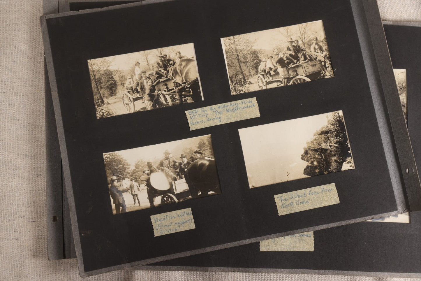 Lot 112 - Grouping Of 45+ Antique Snapshot Photographs On Loose Album Pages, Circa 1915, Dr. Brown's Adirondack Camp At Lake George, Sag Harbor, Quogue Pond, And Marlboro, New York