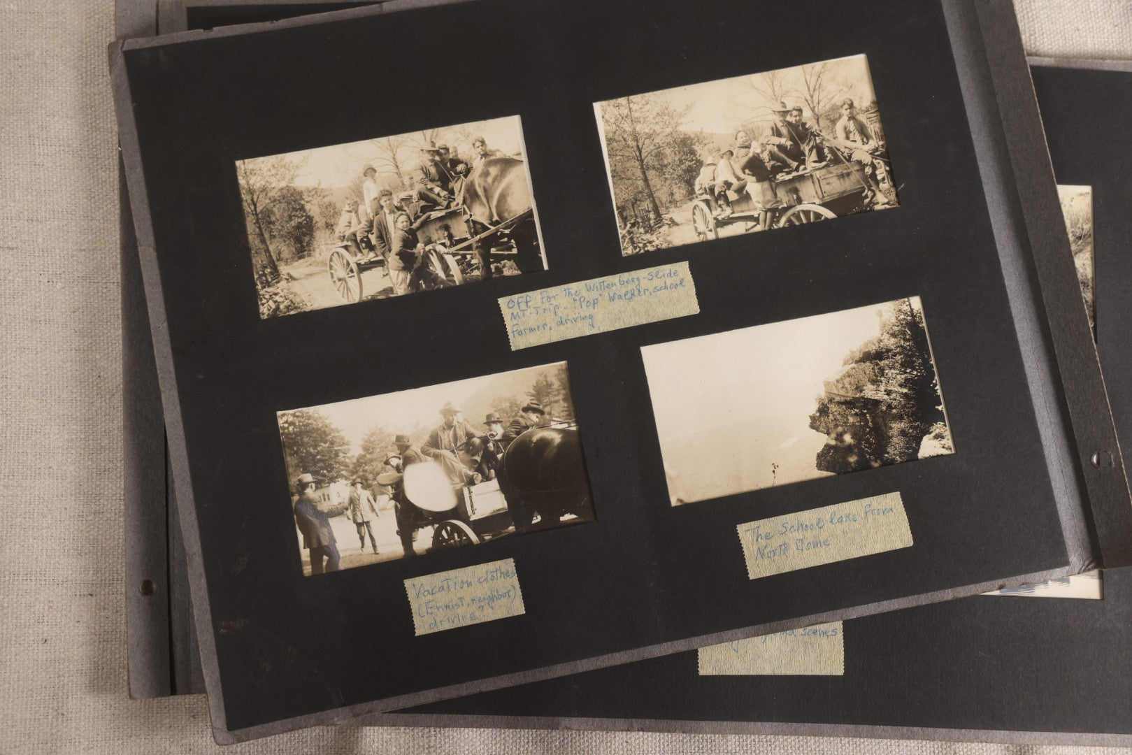 Lot 112 - Grouping Of 45+ Antique Snapshot Photographs On Loose Album Pages, Circa 1915, Dr. Brown's Adirondack Camp At Lake George, Sag Harbor, Quogue Pond, And Marlboro, New York