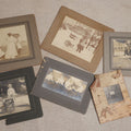 Lot 115 - Grouping Of Six Antique Board-Mounted Photographs Of Children, Including American Flag, Pet Bunnies, Pet Chickens, Doll In Pram, And Winter Sled Scene