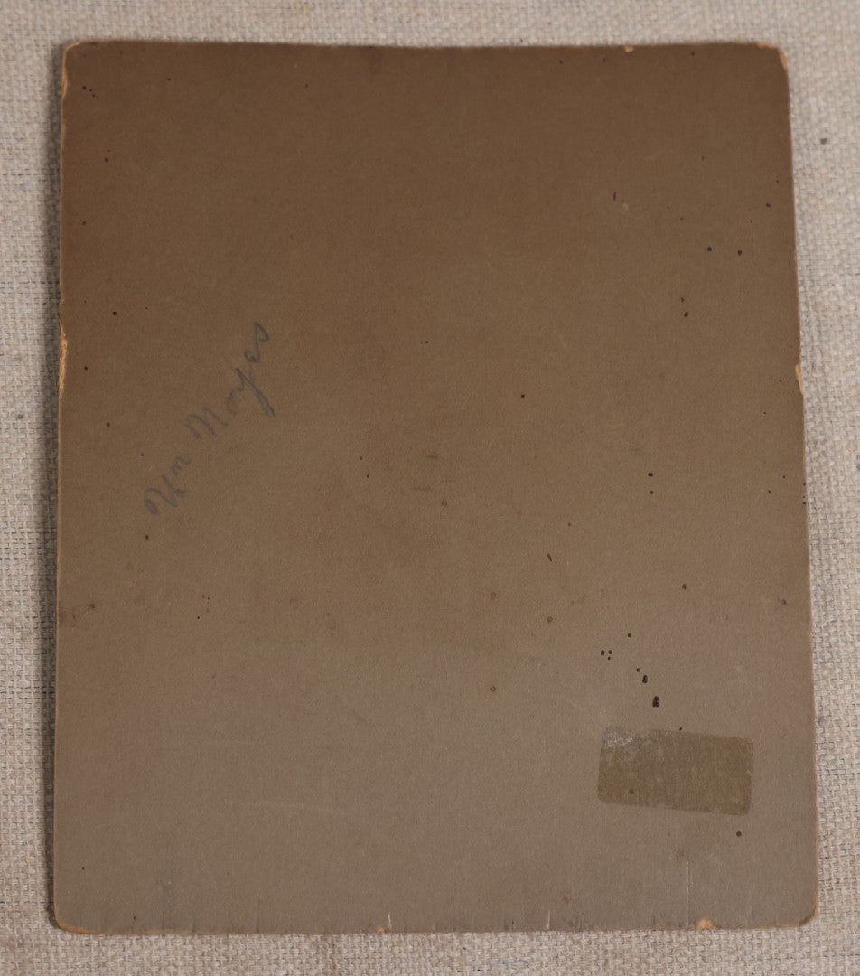 Lot 116 - Grouping Of Five Antique Board-Mounted Photographs, Including Bird Hunting With Shotguns, Woman With Lute, Uniformed Man With Horn Lapel Pin, And Dog On A Stoop