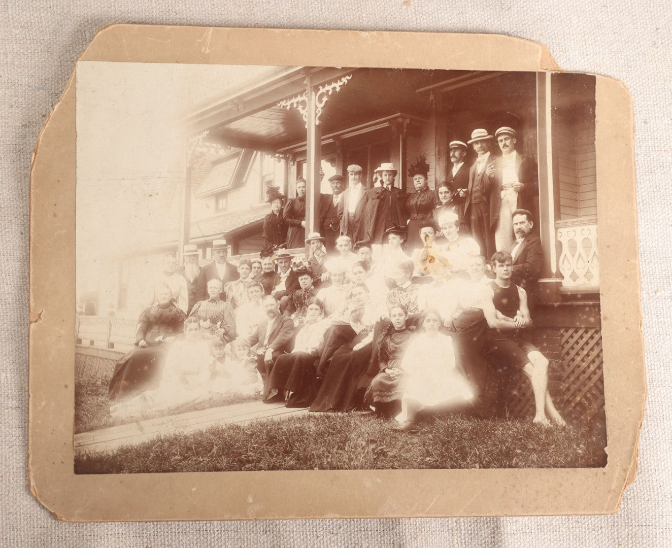 Lot 117 - Grouping Of Four Antique Outdoor Group Photographs Including An Unmounted Cyanotype Of Young Men And Women In The Snow