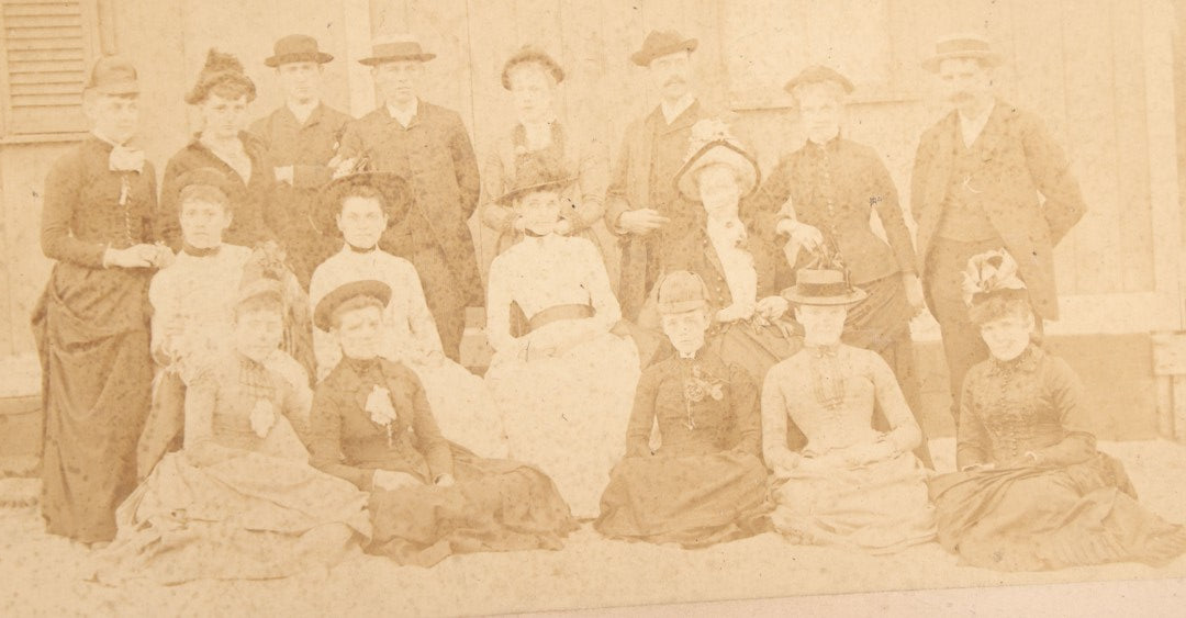 Lot 117 - Grouping Of Four Antique Outdoor Group Photographs Including An Unmounted Cyanotype Of Young Men And Women In The Snow