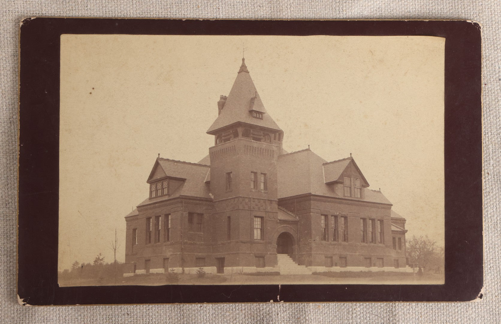 Lot 118 - Grouping Of Eight Antique Photographs Of Buildings Including Thornton Academy In Saco, Maine, Alfred House In Alfred, Maine, And A Phillips Academy Music Room Interior