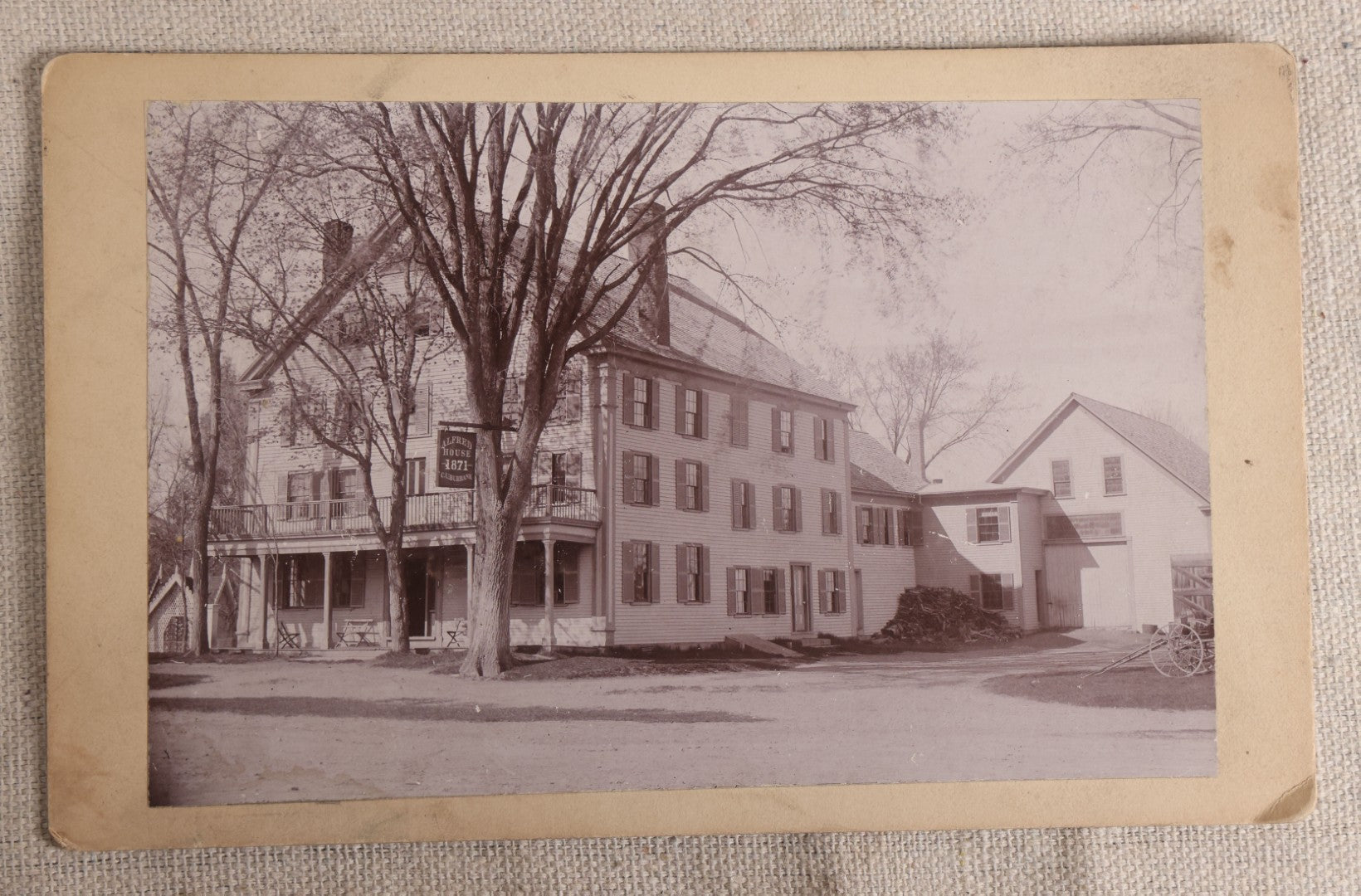 Lot 118 - Grouping Of Eight Antique Photographs Of Buildings Including Thornton Academy In Saco, Maine, Alfred House In Alfred, Maine, And A Phillips Academy Music Room Interior