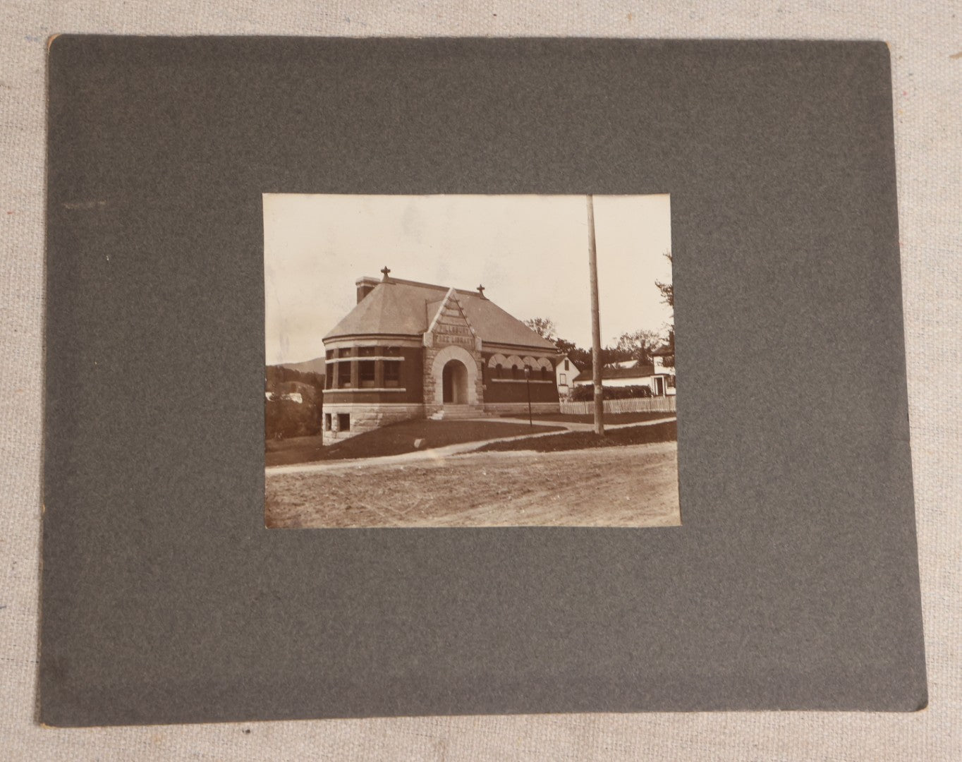 Lot 119 - Grouping Of Seven Antique Board-Mounted Photographs Of Buildings And Interiors, Including Pillsbury Free Library In Warner, New Hampshire, Georgetown, Massachusetts, Victorian Homes, And Parlor Interiors