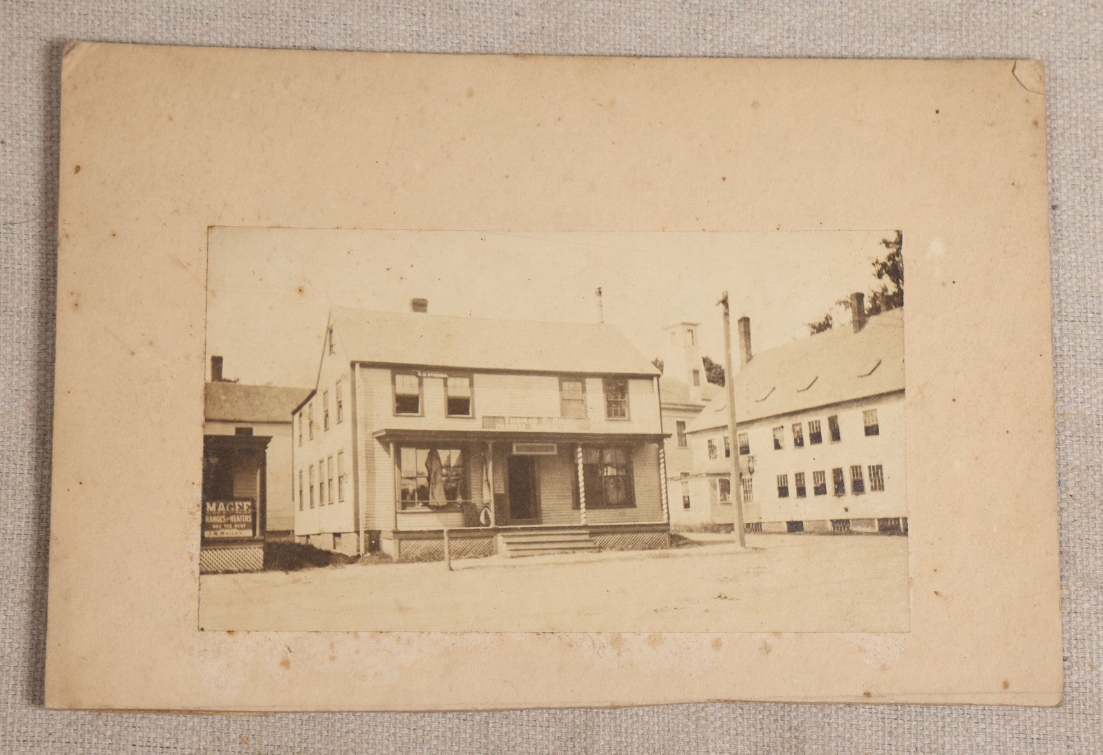 Lot 119 - Grouping Of Seven Antique Board-Mounted Photographs Of Buildings And Interiors, Including Pillsbury Free Library In Warner, New Hampshire, Georgetown, Massachusetts, Victorian Homes, And Parlor Interiors