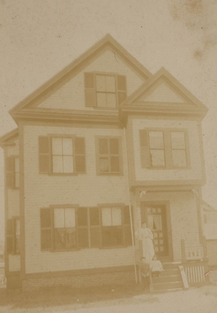 Lot 119 - Grouping Of Seven Antique Board-Mounted Photographs Of Buildings And Interiors, Including Pillsbury Free Library In Warner, New Hampshire, Georgetown, Massachusetts, Victorian Homes, And Parlor Interiors