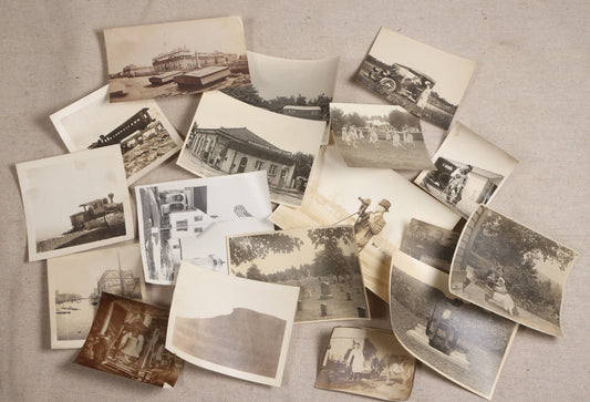 Lot 121 - Grouping Of 18 Antique And Vintage Snapshot Photographs, Including The Old Man Of The Mountain, Mount Washington Railway, Coca-Cola Billboard In A Flood, Girls Dancing In Flower Headbands, Liberty Bell, And Early Motion Picture Camera