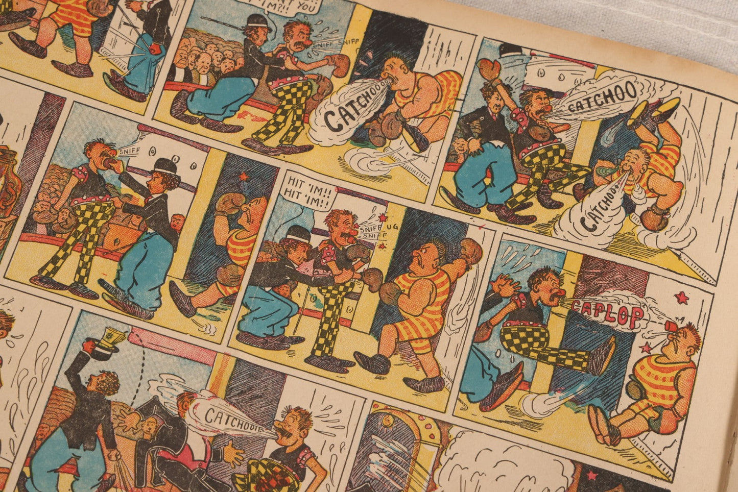 Lot 123 - "Charlie Chaplin's Funny Stunts" Antique Color Illustrated Comic Book, No. 380, Published By M. A. Donohue & Co., Chicago And New York, 1917, Note Large Fold Through Center