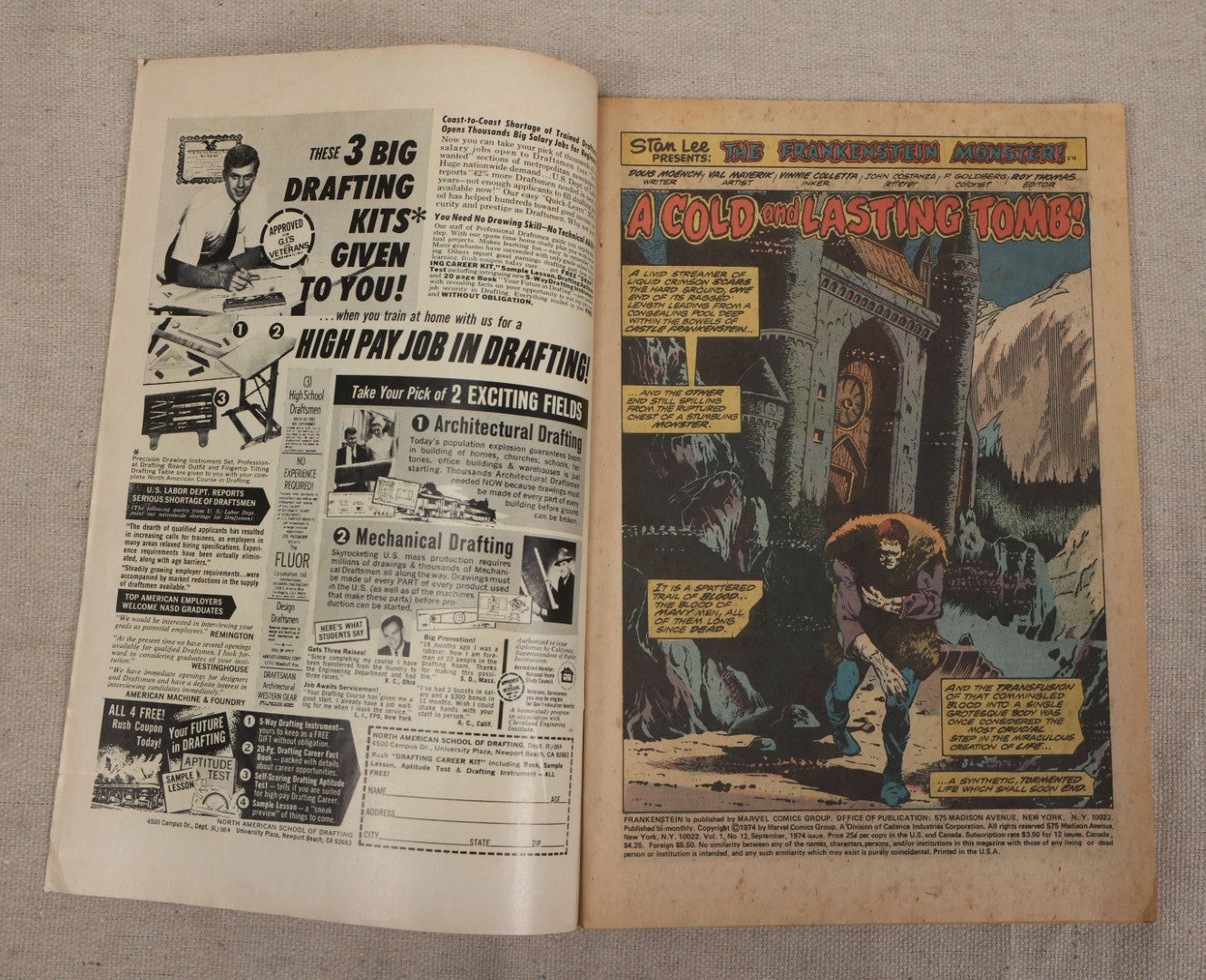 Lot 124 - Grouping Of Six Vintage 1970s Horror Comic Books, Including Marvel's "The Tomb Of Dracula" No. 24, 68, And 70, Atlas's "Planet Of Vampires" No. 2, D.C.'s "The Phantom Stranger" No. 26, And Marvel's "The Frankenstein Monster" No. 12
