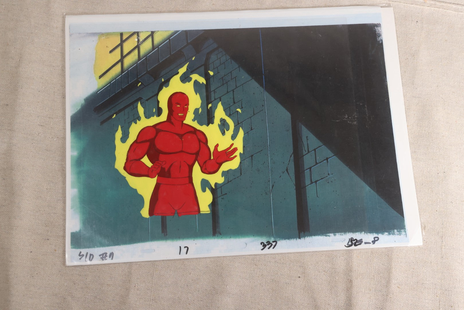 Lot 126 - Pair Of Vintage Marvel "Fantastic Four" Production Animation Cels, Human Torch And Mr. Fantastic With Painted Backgrounds, 1994-1996, A.I.A. Certificates Of Authenticity
