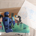 Lot 127 - Grouping Of Eight Vintage "Robocop: Alpha Commando" Production Animation Ephemera, Including Five Animation Cels, Production Sketch Drawing, Background, And Dope Sheet, 1998-1999, M.G.M. Animation