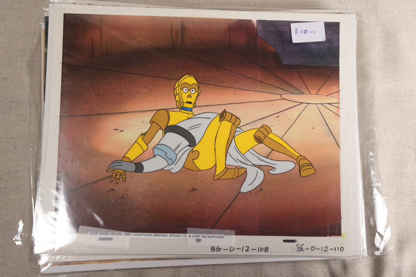 Lot 131 - Grouping Of 14+ Vintage "Star Wars: Droids" Production Animation Cels, Production Drawings, And Backgrounds, Nelvana/Lucasfilm, 1985-1986