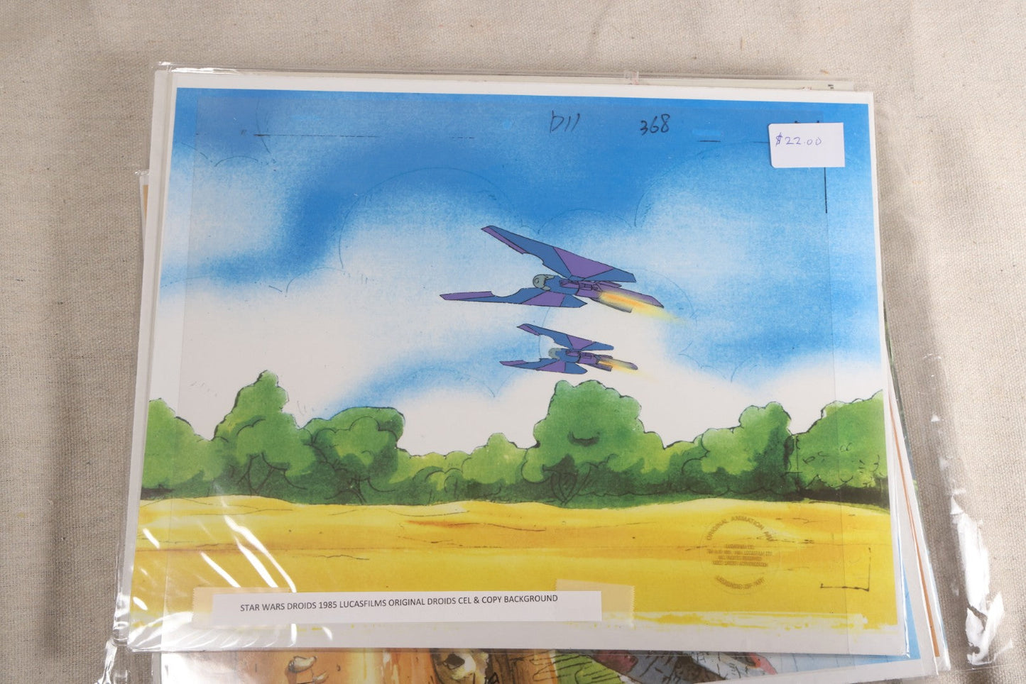 Lot 131 - Grouping Of 14+ Vintage "Star Wars: Droids" Production Animation Cels, Production Drawings, And Backgrounds, Nelvana/Lucasfilm, 1985-1986