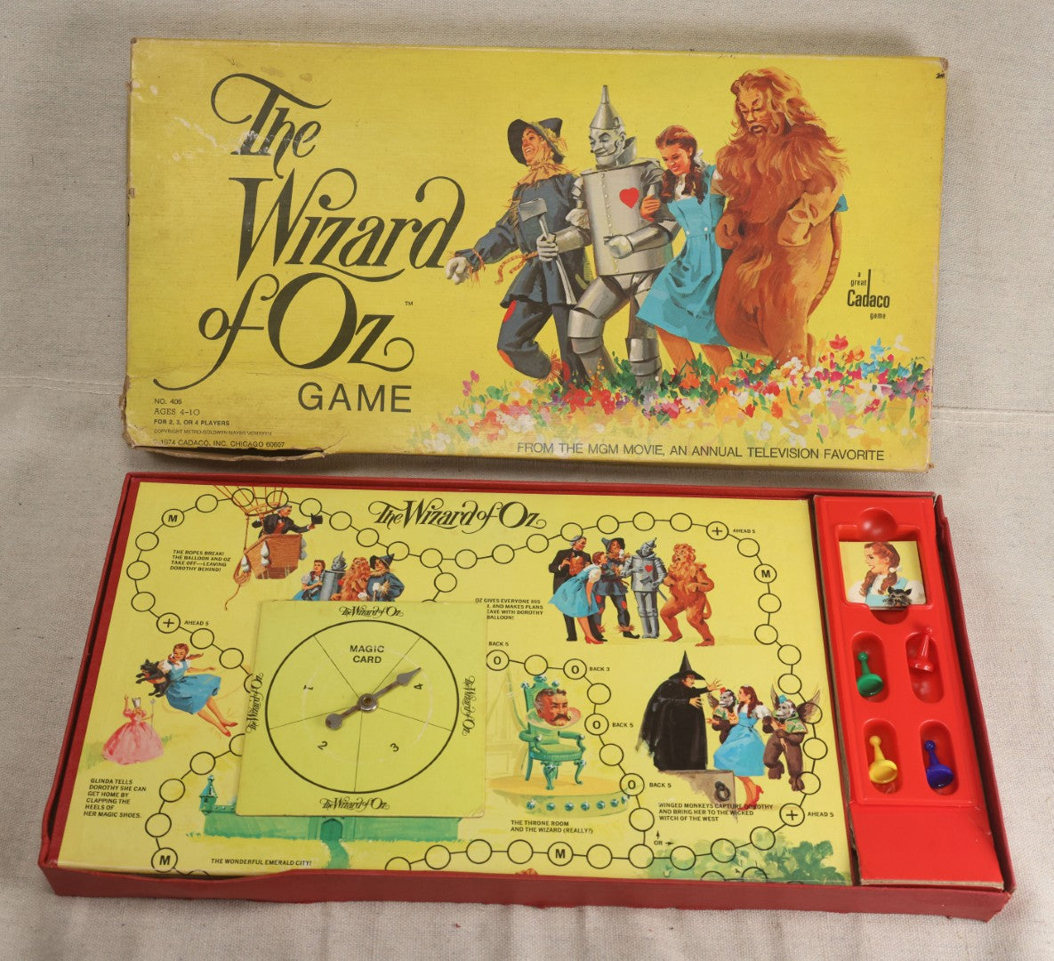 Lot 134 - Vintage "The Wizard Of Oz" Board Game No. 406 By Cadaco Inc., Chicago, Illinois, 1974, In Original Box