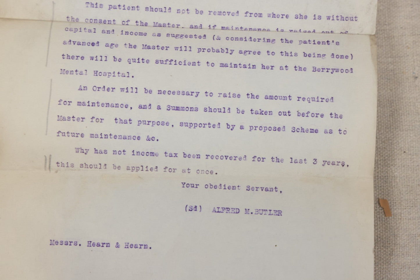 Lot 135 - Grouping Of Antique 1919-1920 Letters Regarding The Institutionalization Of Miss Sarah Abbey, A Civil Patient Displaced By World War I Military Use Of Northampton County Asylum, Berry Wood, Bootham Park York, England