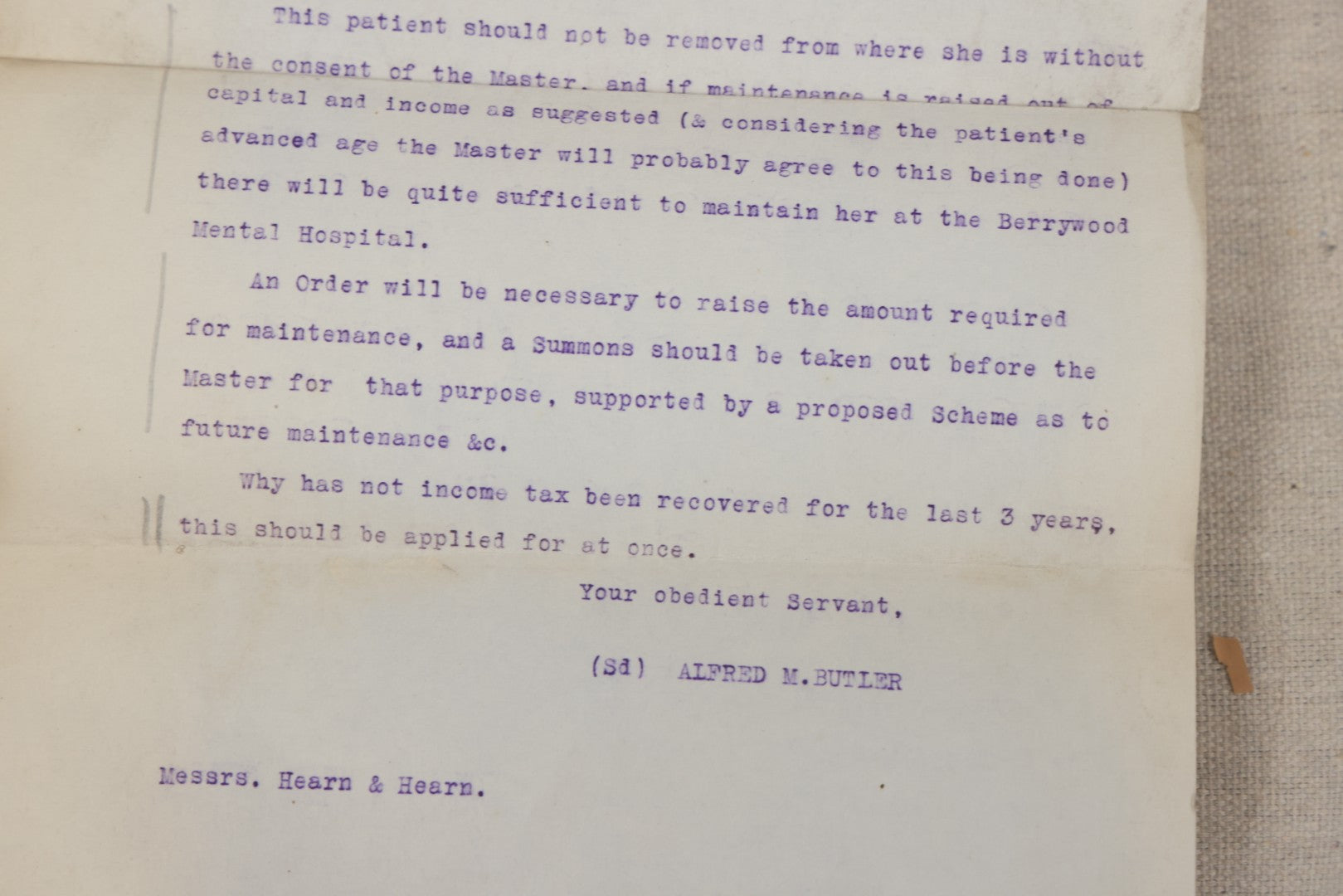 Lot 135 - Grouping Of Antique 1919-1920 Letters Regarding The Institutionalization Of Miss Sarah Abbey, A Civil Patient Displaced By World War I Military Use Of Northampton County Asylum, Berry Wood, Bootham Park York, England