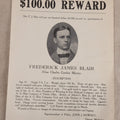 Lot 163 - Antique Wanted Poster With Photograph For Frederick James Blair Alias Charles Gordon Murray, $100 Reward, Abandonment, Embezzlement, And Bigamy, Superintendent Of Police John J. Downey, Detroit, Michigan, Circa 1900s