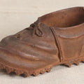 Lot 168 - Antique Folk Art Hand-Carved Wooden Shoe With Lace And Bow Detail And Scalloped Sole Edge, 4-1/4" Length
