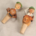 Lot 169 - Pair Of Vintage Carved And Painted Wood Animated Figural Bottle Cork Stoppers
