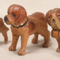 Lot 170 - Trio Of Vintage Carved Wooden Saint Bernard Dog Figures, Two With Barrel Collars
