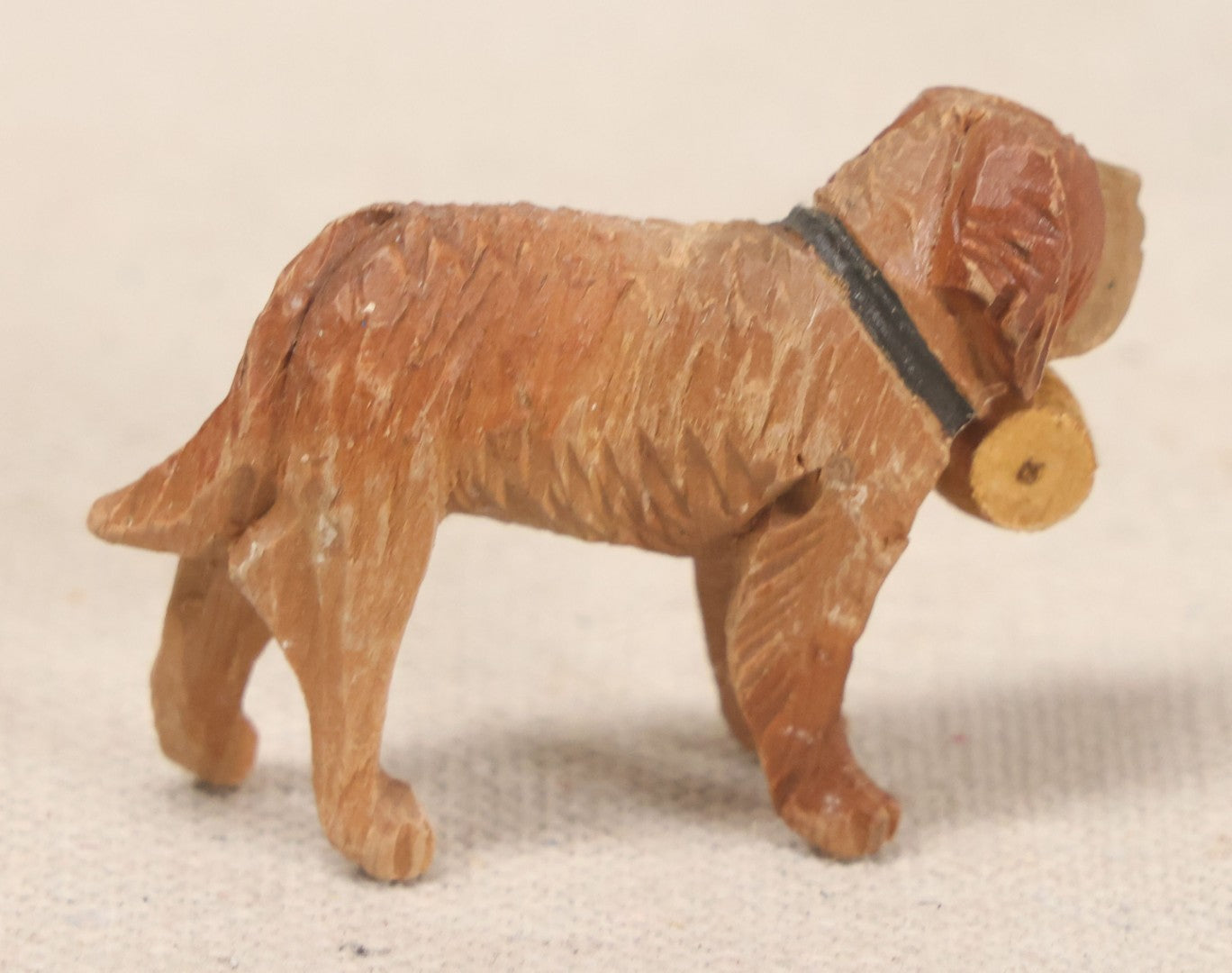 Lot 170 - Trio Of Vintage Carved Wooden Saint Bernard Dog Figures With Barrel Collars