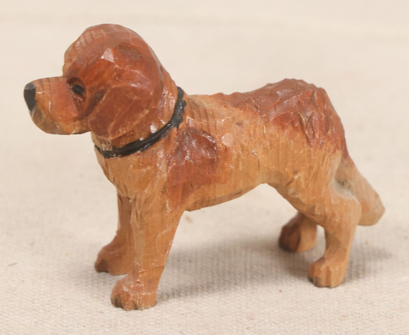 Lot 170 - Trio Of Vintage Carved Wooden Saint Bernard Dog Figures With Barrel Collars
