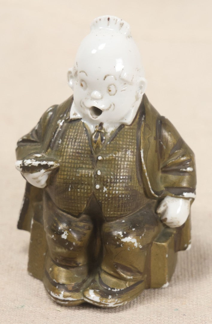 Lot 171 - Antique German Porcelain Jiggs Smoker Ashtray Figure From "Bringing Up Father" Comic Strip By George McManus, Marked Dep 14494 Germany