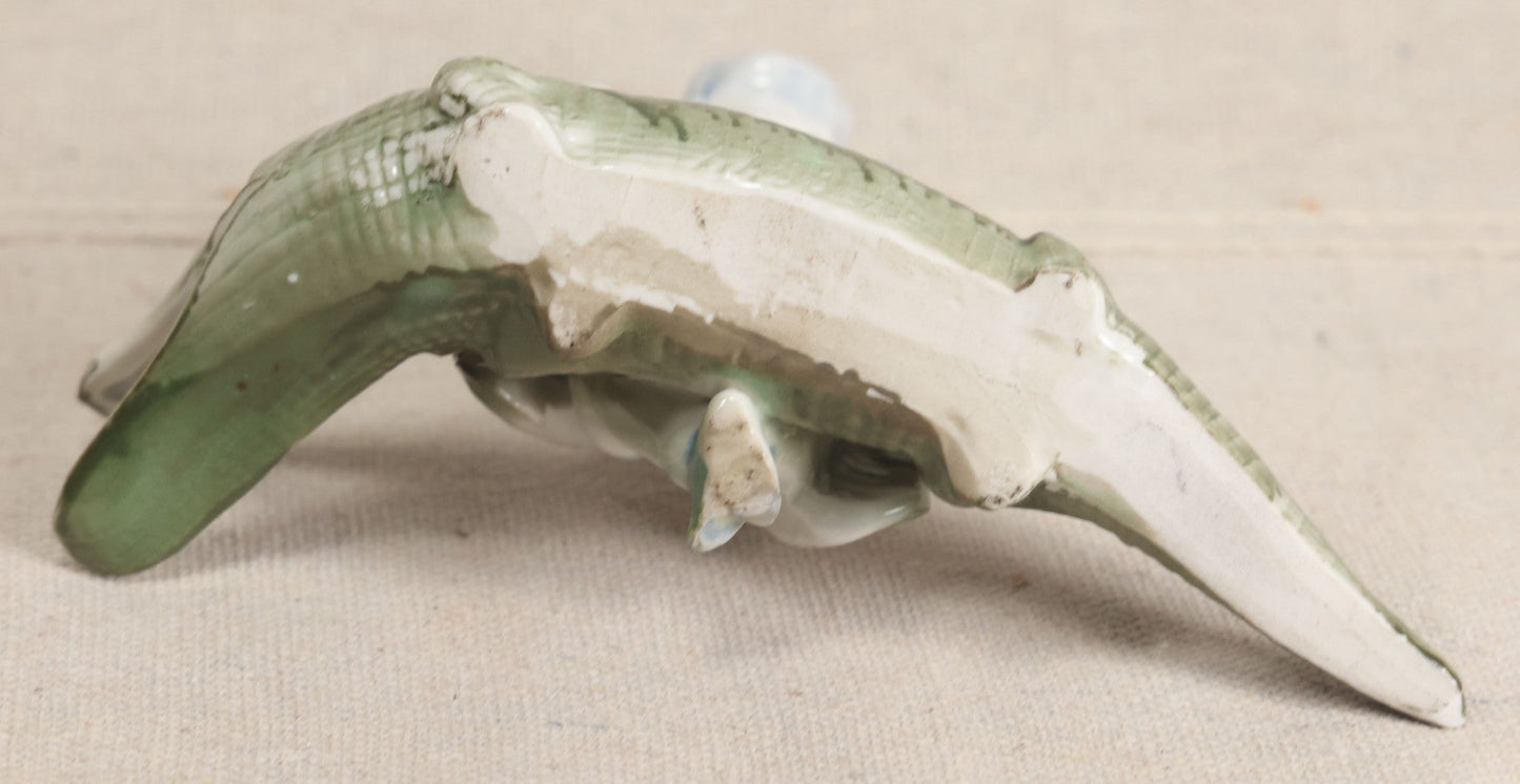Lot 173 - Vintage Porcelain Figural Ashtray Of A Boy Riding An Alligator