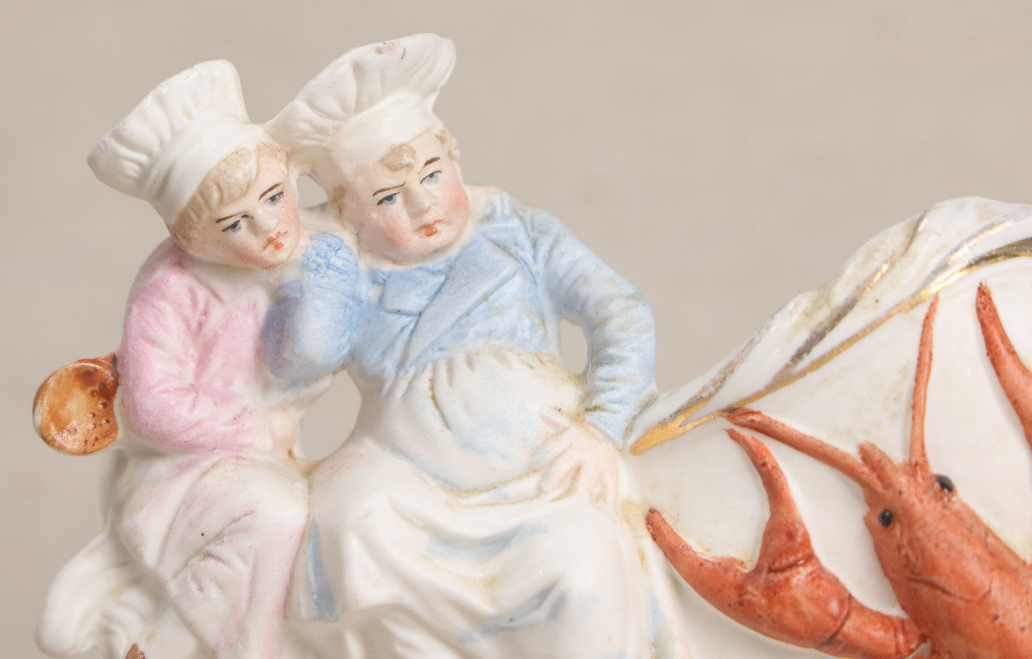 Lot 174 - Antique Bisque Figural Vase With Two Children And A Lobster, Likely German