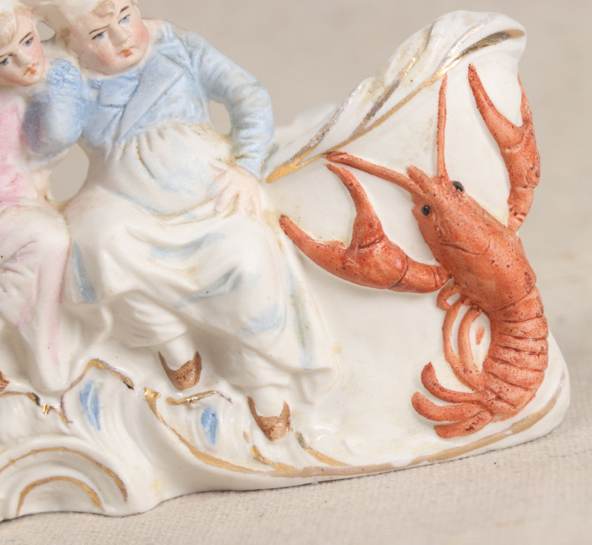Lot 174 - Antique Bisque Figural Vase With Two Children And A Lobster, Likely German