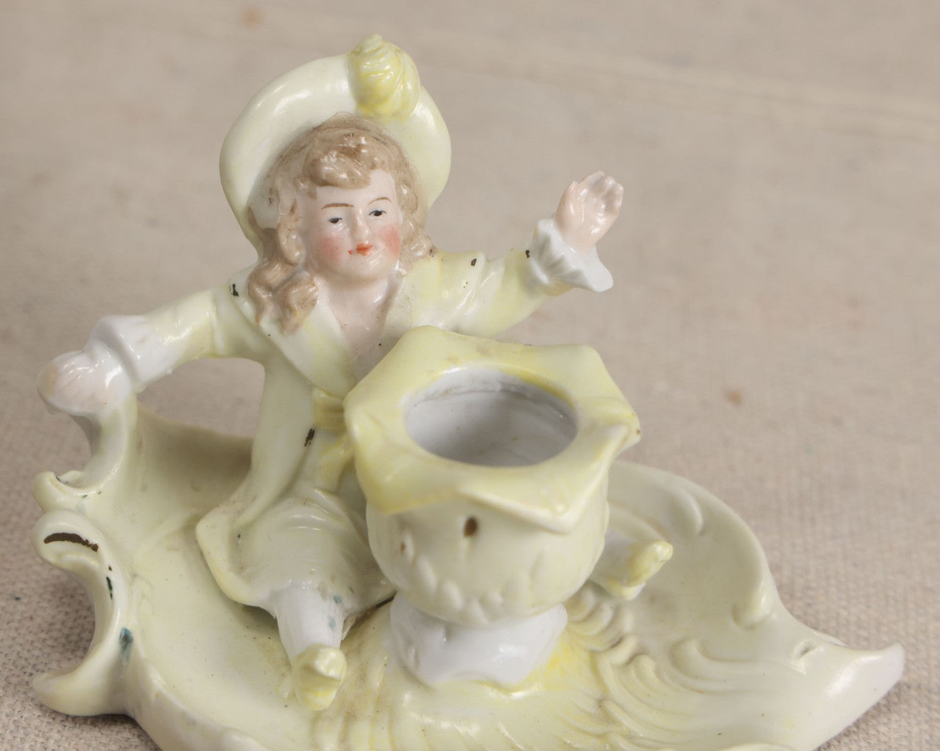 Lot 178 - Antique Porcelain Figural Vase With Girl Seated On A Leaf-Form Base